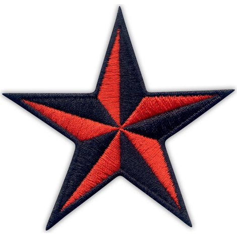 Aufnäher „Segelstern“ – schwarz/rot – zum Aufbügeln/mit Heißsiegel-Rückseite – gestickter Aufnäher/Abzeichen/Emblem
