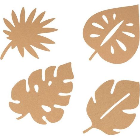 4 feuilles tropicales en bois 15cm