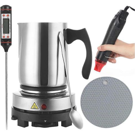 Kit de fabrication de bougies pour débutants : pichet verseur de 900 ml, pistolet thermique, thermomètre, accessoires (prise européenne). (1/4)