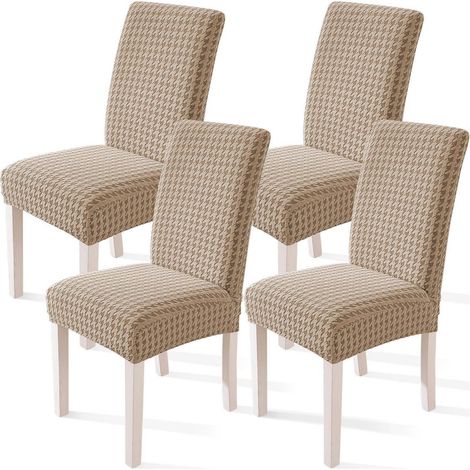Stretch Stuhlhussen 4er Set, elastische Stuhlbezüge Khaki, abnehmbar & waschbar (1/5)
