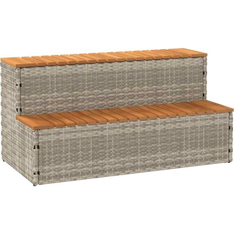 Whirlpool-Stufen Hellgrau 100x50x50,5 cm Poly-Rattan und Akazie vidaXL (1/5)
