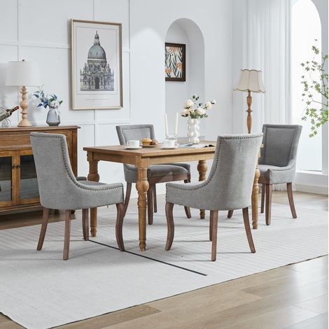 chaise salle a manger dossier haut chenille grise OKMYHOME (1/5)