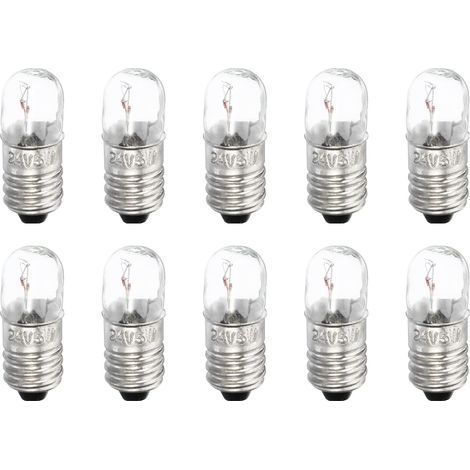 10 Ampoule E10 24V 5W Jaune Chaud Verre Métal Pour Lampe De Poche Instrumentation Signalisation (1/5)