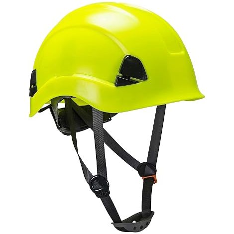Height Endurance Construction Helmet Work at Height Electrician Safety Helmet ABS Shell Lightweight Unventilated Chin 4 Points Harness 6 Points Electrical Insulation, Yellow (1/4)