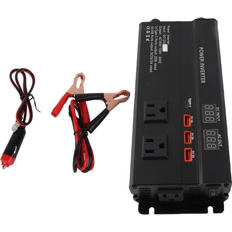 Onduleur, convertisseur de prise de voiture 4000 W 12 V à 110 V avec 2 ports allume-cigare pour une charge rapide (1/5)