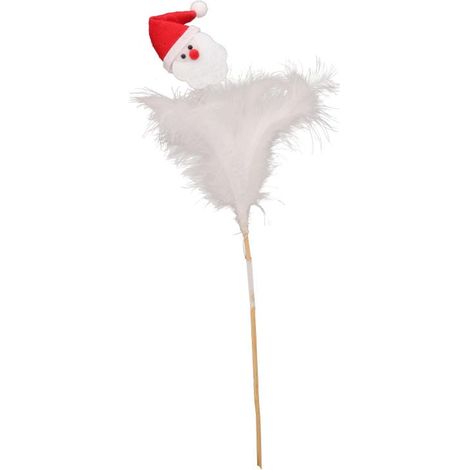 Statuetta a forma di testa di Babbo Natale con piume bianche (1/3)
