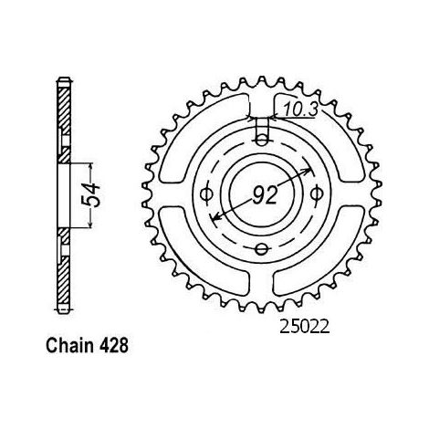 Couronne Acier Yamaha - 428 - 49 Dents - Similaire JTR835