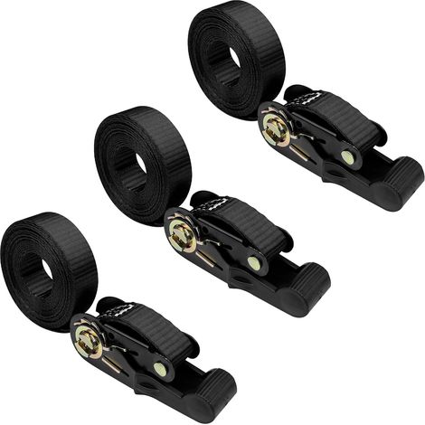 3 Pièces Sangle a Cliquet, Petite Sangle Arrimage 2.5cm X 4m, Sangles À Cliquer, Sangle Moto Remorque Sangles D'Arrimage À Cliquet, Nouvelle Sangle D'Arrimage Universelle (Noire) (1/5)