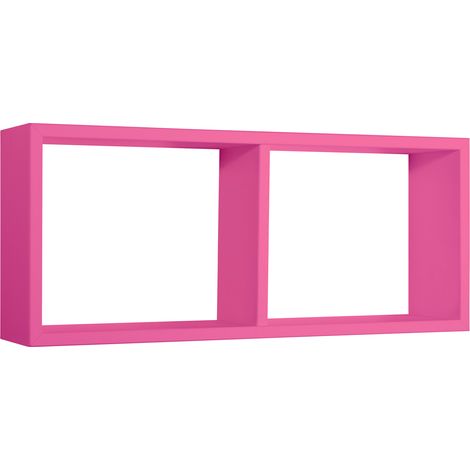 Mensola Rettangolare 2 Scomparti da Parete 70x30x15,5 cm in Fibra di Legno Morgana Fuxia (1/5)