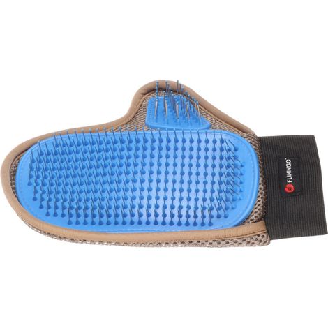 Gants de toilettage pour chiens en fil métallique gris-brun et bleu - (1/3)