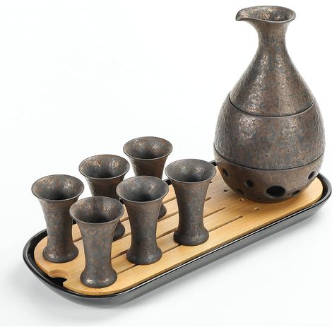 Set Sake Giapponese Porcellana Caraffa Tazze Retro (1/5)