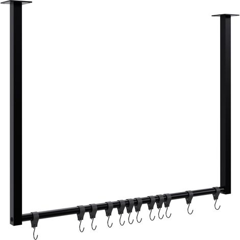 Appendiabiti/appendiabiti sospeso con 12 ganci 80x60 cm acciaio verniciato a polvere nero 100009017