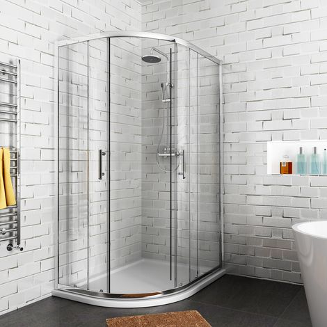 ELEGANT Wet Room Corner Entry Sliding Shower Door 1200x800mm Left Quadrant Shower Enclosure with Tray and Waste Trap (1/5)
