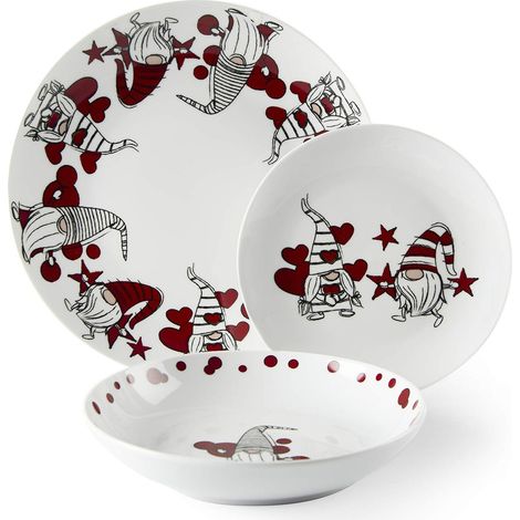 Excelsa Gnome Sweet Home, Servizio Piatti 18 Pezzi, Porcellana (1/4)