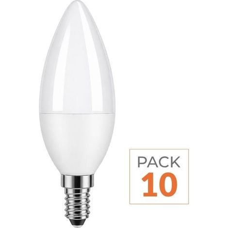 Pack de  10 - Ampoule LED E14 4.8W C37 - Blanc Froid 6000K - 8000K - SILAMP