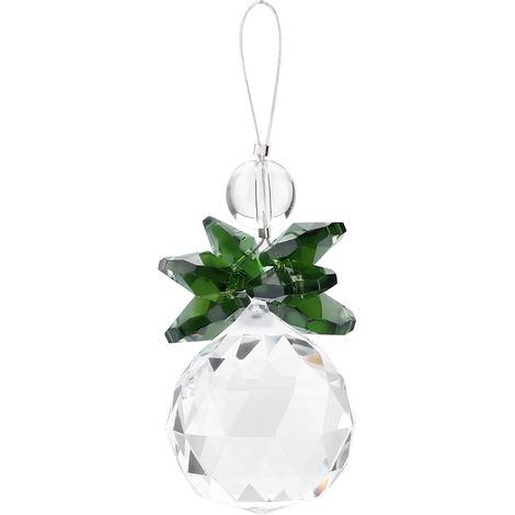 Suncatcher en Cristal Suspendu, Belle Boule de Cristal d'ange Clair K9 Cristal Suncatcher Suspendu Pendentif prismes Pendentif Ornement de Mariage décor de noël(Vert) (1/5)