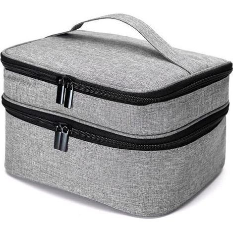 Nazalus-Vente chaude-Sac de couture, sac de rangement pour outils de couture, double étui à accessoires de couture pour aiguilles, fil et autres matériaux de couture (paquet seulement), grand/gris (1/5)