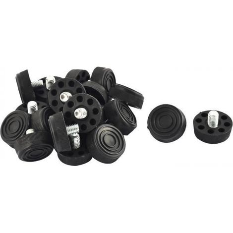 Patins de nivellement réglables pour meubles, filetage mâle M8 x 10 mm, 8 trous, noirs, protection des sols, lot de 20 (1/5)