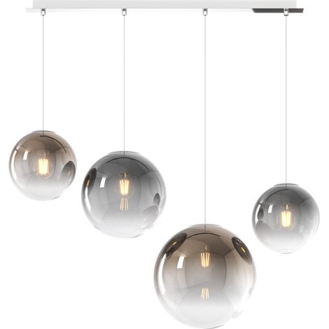 Lampadario Moderno Big Eclipse Metallo Cromo Vetro Fumè E Bronzo 4 Luci E27