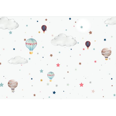 Papier peint panoramique Enfants - Montgolfières - 130 cm x 93 cm (1/2)