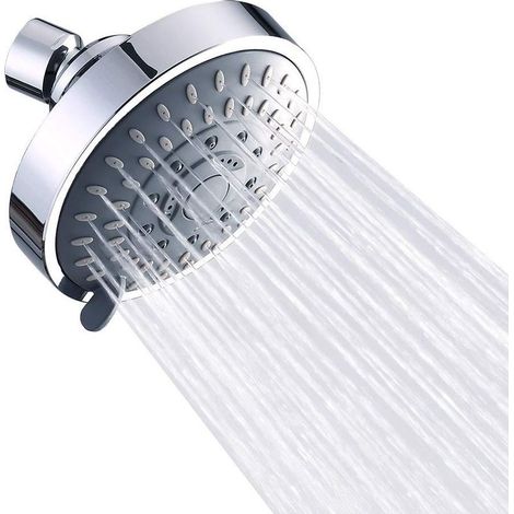 Tête de Douche, Pommeau de Douche Fixe, Pomme de Douche Anti Calcaire, Tete de Douche Haute Pression, Pommeau de Douche Pluie à Économie d'Eau Ajustable 5 Réglages, 2,5 GPM (1/5)