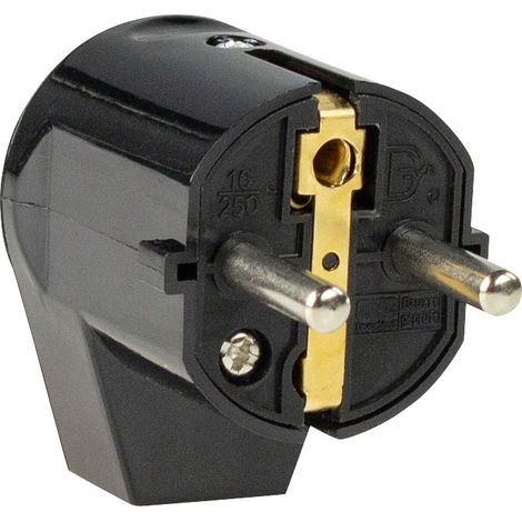 Schutzkontaktstecker Winkelstecker schwarz Leitungen 1,5mm² IP20