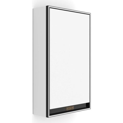 Nimco GA 1 - Armario con espejo con iluminación LED, 70x50x15 cm, 1 puerta, derecha, negro mate GAC 10001P-VX-90 (1/5)