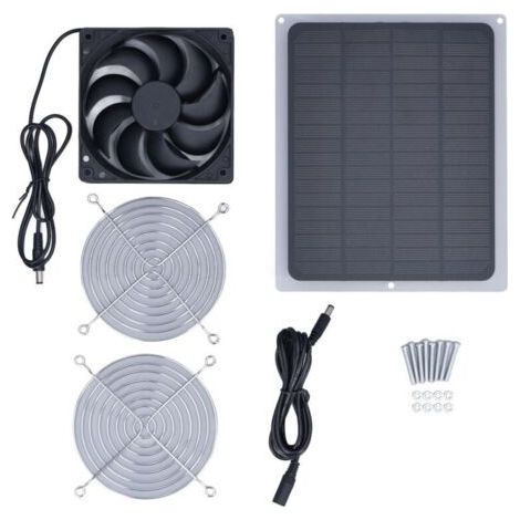 BUNTHAUS Ventilateur à panneau solaire 6W avec filet de protection, serre étanche pour poulailler pour l'extérieur