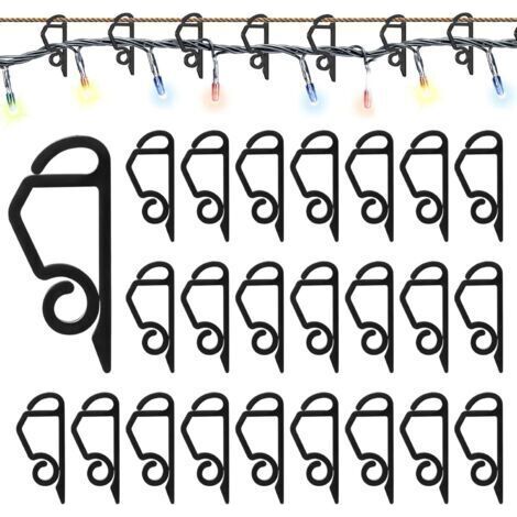 NALOOKAMIC 200Pièces Noir Noël Lumière Gouttière Clips Crochets de Gouttières Clip Lumière Décoration Noël Crochet de Gouttière Crochet de gouttière en Plastique pour lumières de Noël ou d'anniversair