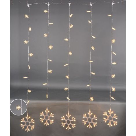 TrendLine Lichtervorhang 132 LED Schneeflocken Timer Weihnachtsbeleuchtung (1/2)