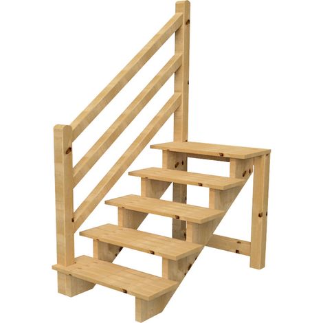 Terrassentreppe VENEZIA mit Treppengeländer links, 5 Stufen, H88cm B120cm, ohne Setzstzufen