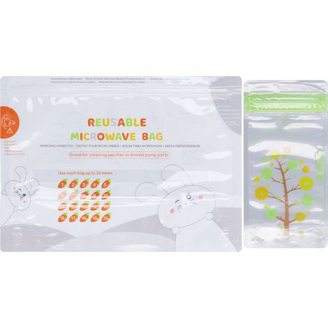 72 sachets de conservation de lait maternel étanches de 236 ml (8 oz) avec double fermeture, incluant un sachet allant au micro-ondes. (1/5)