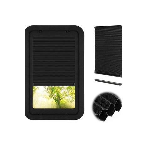 Rideau plissé de remplacement pour camping-car, store occultant isolant en aluminium pour fourgon et caravane, Composition : 30.4853.34, Couleur : noir (1/5)
