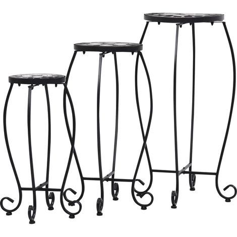 Tables mosaïque 3 pcs noir et blanc Céramique CFW103566 (1/5)
