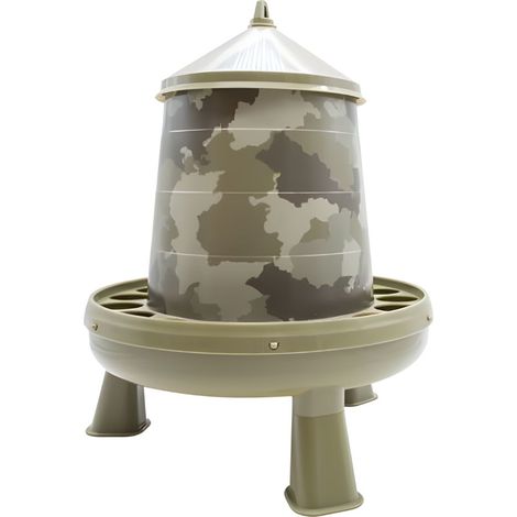 Comedero con Patas para Gallinas y Otras Aves – Capacidad de 4 kg – Tolva en Colores Tipo Camuflaje – Alimento Siempre Limpio