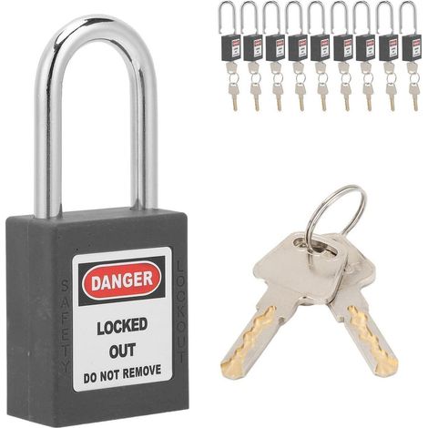 Lockout Tagout Vorhängeschlösser Set, 10 Stück, mit unterschiedlichen Schlüsseln, robust, beschriftbar