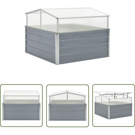 The Living Store Serre 100 x 100 x 85 cm Grise Acier galvanisé - Serre Jardin - Abri Plante - Protection Végétale - Culture Hors Saison - Greenhouse Garden (1/5)