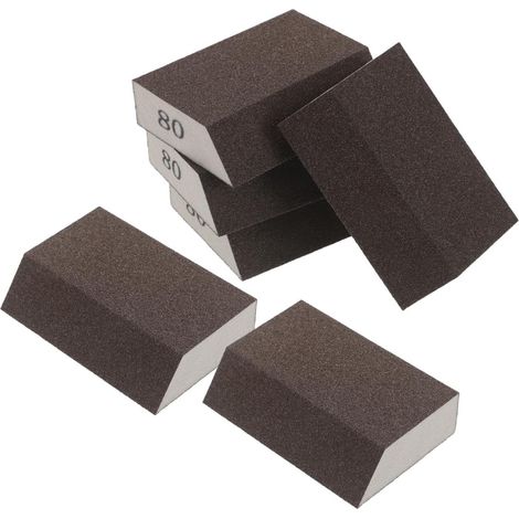 6 Pièces Éponge Abrasive de Ponçage 80 Grains pour Métal et Plâtre, Réutilisable et Réduisant la Poussière, pour Bricolage à Domicile et Rénovation de Meubles (1/4)