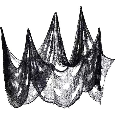 Decoración gigante de Halloween en tela negra terrorífica (4,5 x 0,75 m): adorno colgante espeluznante para entradas y ventanas, ideal para fiestas, casas encantadas y fiestas de disfraces de zombis. (1/5)