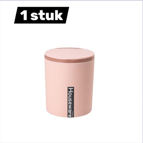 Mini poubelle de bureau avec couvercle basculant – Poubelle compacte en PP épais pour bureau, cuisine ou chambre – Rose (1/5)