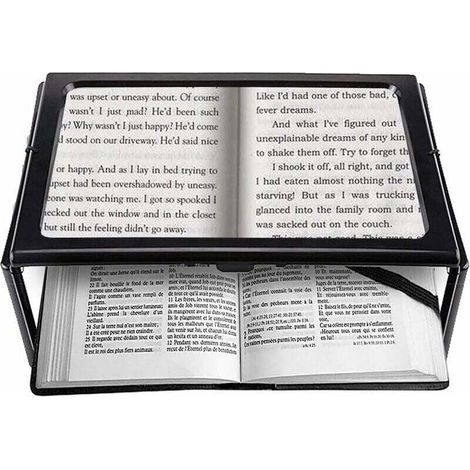 A4 Pleine Page Loupe de Lecture Loupe Sur Pied Rectangulaire Mains Libres avec 12 LED Lampe Lentille de Grossissement 2.5X pour Lire pour les Personnes âgées Les Aînés et Les Malvoyants (1/5)