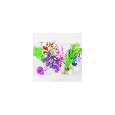 Lot de 8 plantes d'aquarium artificielles en plastique, décorations d'aquarium, style aléatoire – (1/5)