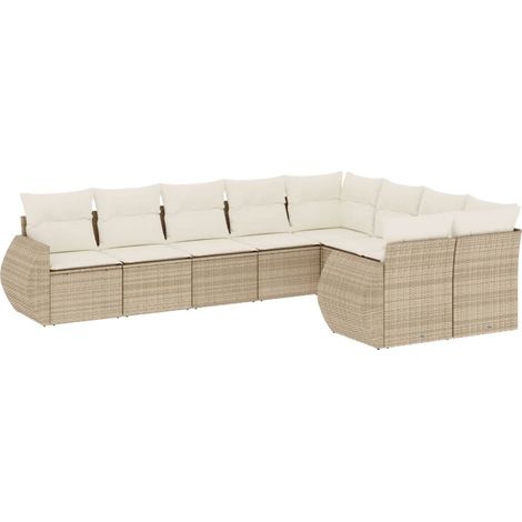 Maison Exclusive - Set de sofás de jardín 9 pzas con cojines ratá (1/5)