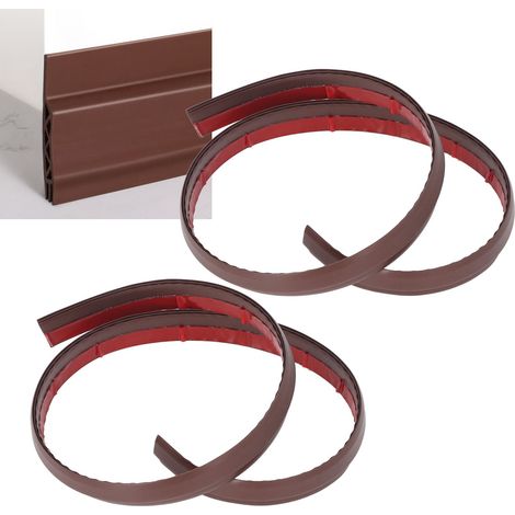 Joint d'étanchéité inférieur de porte creux à trois couches, joint de bas de porte insonorisé avec bande adhésive anti-insectes et coupe-vent, marron autocollante 50 mm (1/5)
