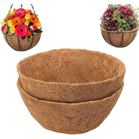 Doublure ronde en fibre de coco de 30 cm, remplace les doublures en fibre de coco naturelle, pour suspensions murales de type palmier, pour l'intérieur ou l'extérieur - Lot de 2 (1/5)
