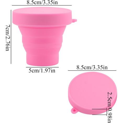Gobelet télescopique pliable en silicone rose, idéal pour les voyages, le camping et les activités de plein air. (1/5)