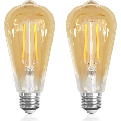 Ampoule LED E27 Vintage ST64 6W Blanc Chaud 2700K, Équivalent 60W 630LM, Lot de 2 - Décoration Bar Café Restaurant Maison