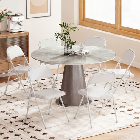 Lot de 6 chaises pliantes chaises de salle à manger portables cadre en acier 45 x 46 x 78 cm blanc (1/5)