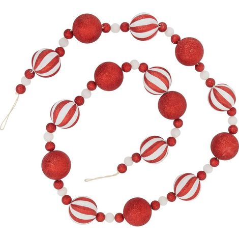 Guirlande de Noël "Boules" 185cm Rouge & Blanc
