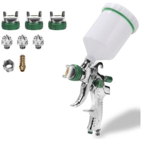 (Vert)Pistolet à peinture HVLP Professionnel Modèle - 3 buses de taille - Vert (1/4)